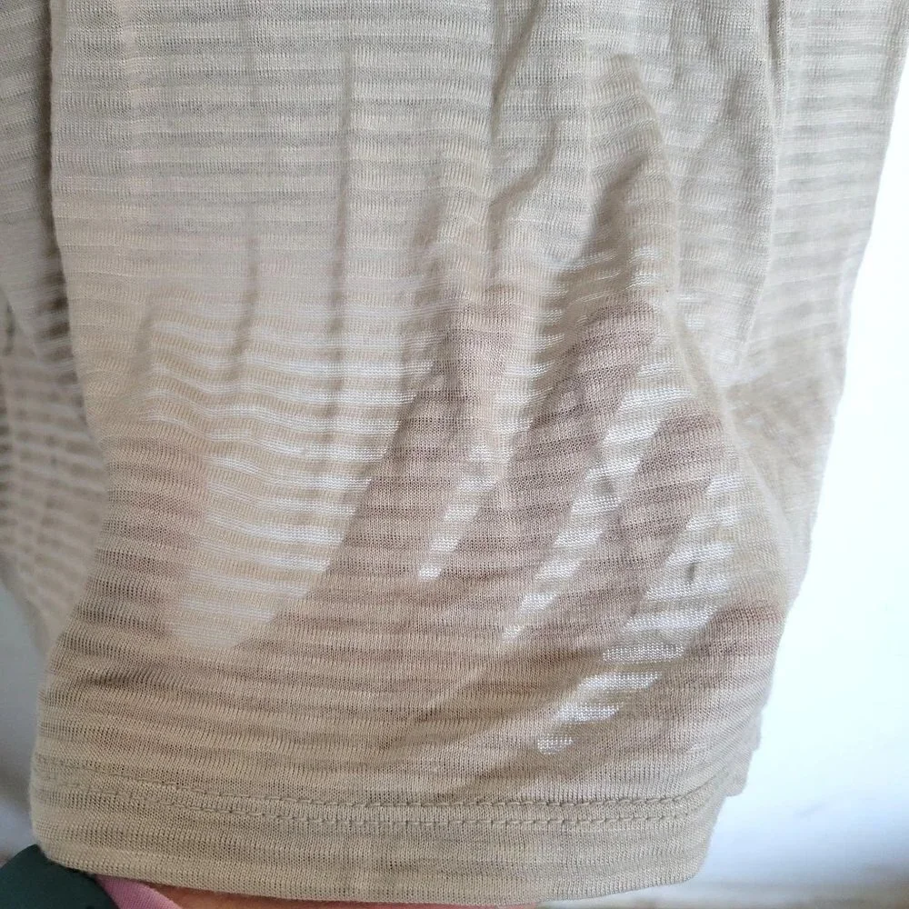 Alexander Wang Tan Cream Striped Textured Short Sleeve Tee Shirt Dress Size XS